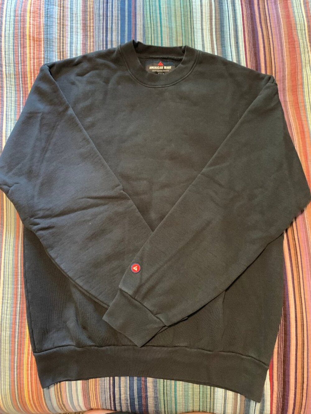 American Giant Men's Washed Heavyweight Black Crewneck Size Large
